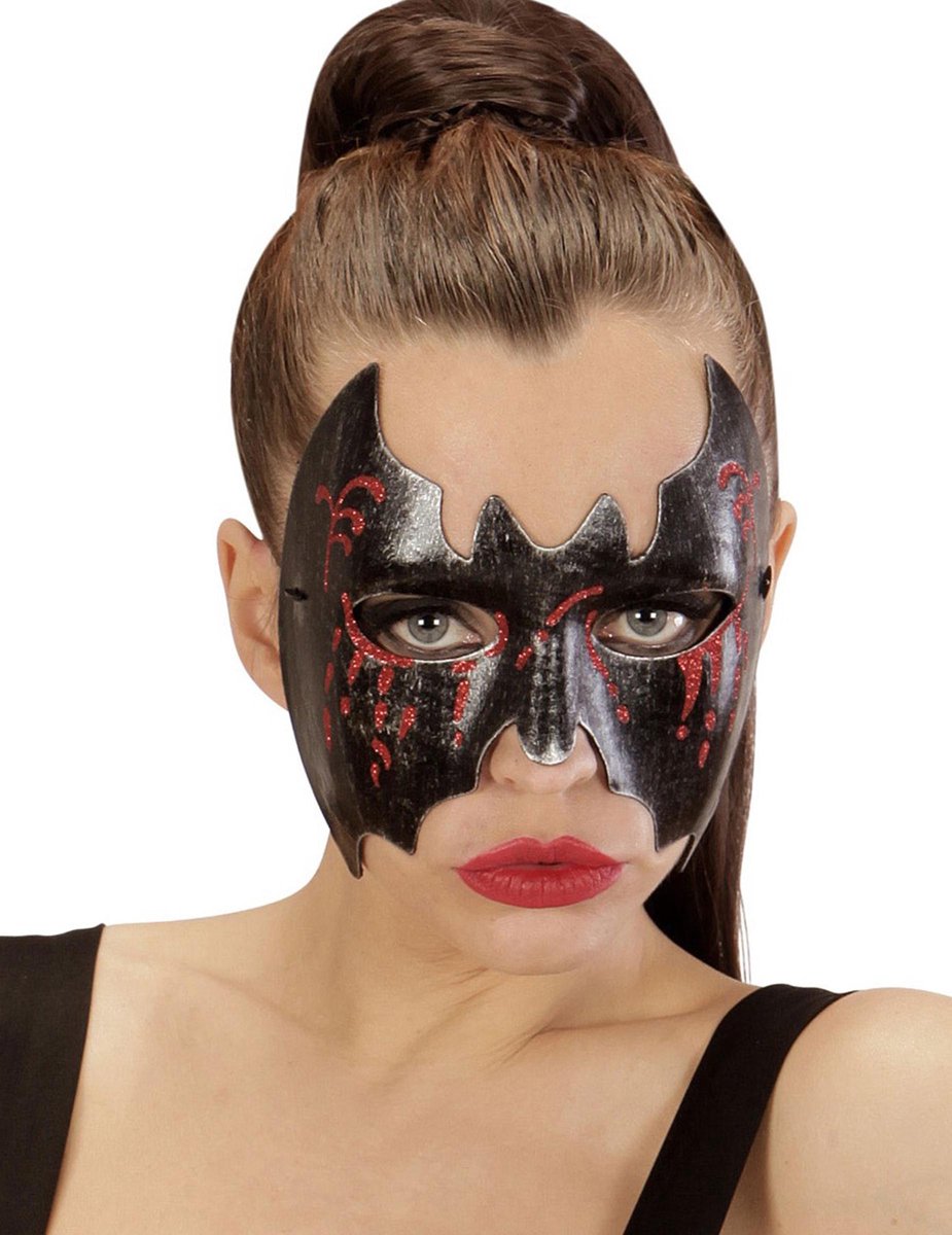 WIDMANN - Bloedige vleermuis masker voor dames Halloween - Maskers > Masquerade masker
